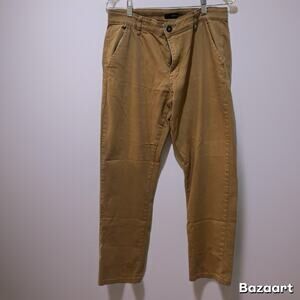 Fried Denim Pants Mens 34X30 Brown Straight Leg Flat Front Slim Fit